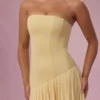 Evelina Jersey Strapless Gown i Butter Yellow Evelina Jersey Strapless Gown i Butter Yellow