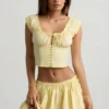 Faela Ruched Cotton-Poplin Corset Toppar i citrongult Faela Ruched Cotton-Poplin Corset Toppar i citrongult