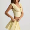 Faela Ruched Cotton-Poplin Corset Toppar i citrongult Faela Ruched Cotton-Poplin Corset Toppar i citrongult