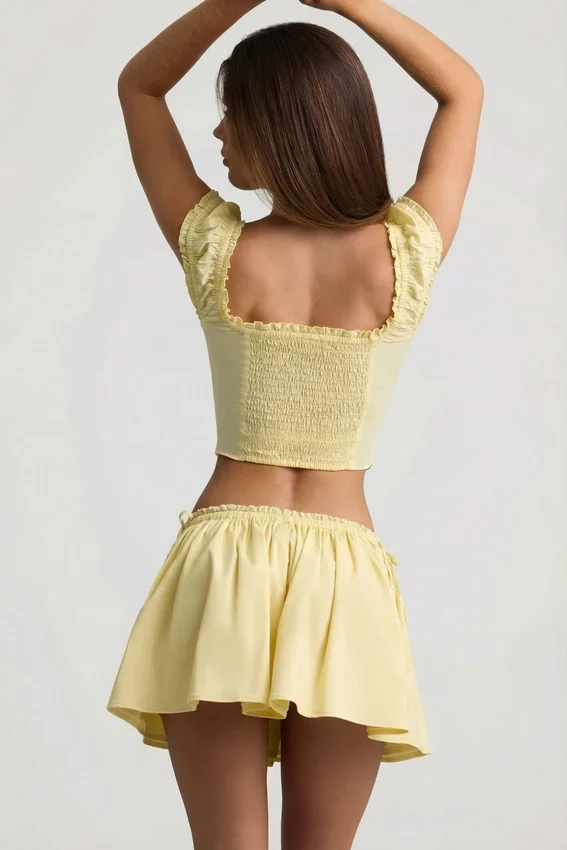 Faela Ruched Cotton-Poplin Corset Toppar i citrongult Faela Ruched Cotton-Poplin Corset Toppar i citrongult
