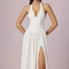Farrah Modal Broderie Anglaise halterneck-klänning i midilängd i vitt Farrah Modal Broderie Anglaise halterneck-klänning i midilängd i vitt