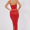 Fausta Embellished Mid Rise Maxi Kjolar i Fire Red Fausta Embellished Mid Rise Maxi Kjolar i Fire Red