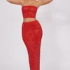 Fausta Embellished Mid Rise Maxi Kjolar i Fire Red Fausta Embellished Mid Rise Maxi Kjolar i Fire Red