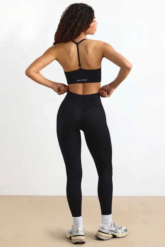 FlexiRib-leggings med hög midja i svart FlexiRib-leggings med hög midja i svart