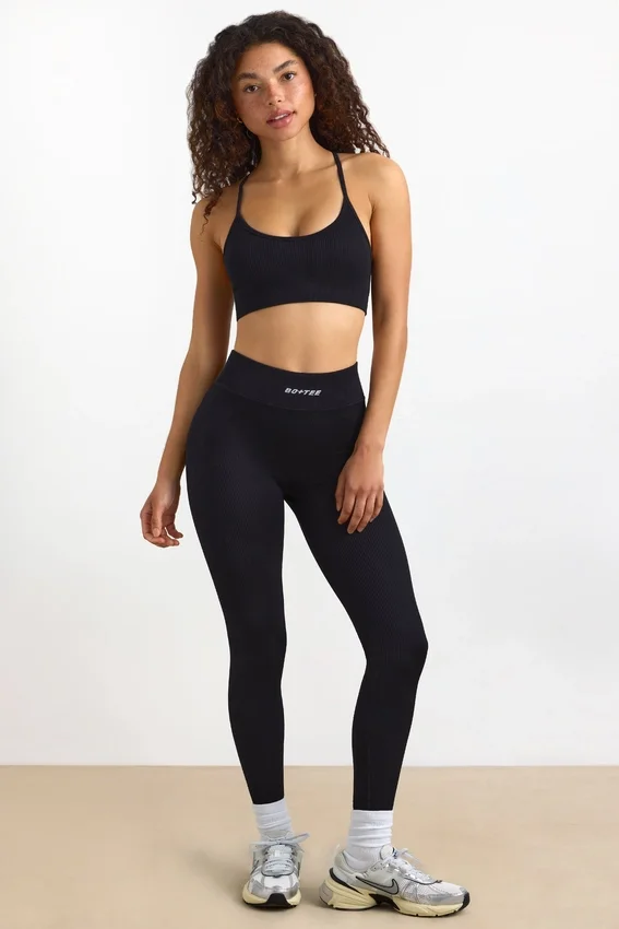 FlexiRib-leggings med hög midja i svart FlexiRib-leggings med hög midja i svart