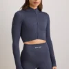 FlexiRib Zip-Up Cropped Jacket i Indigo Slate FlexiRib Zip-Up Cropped Jacket i Indigo Slate