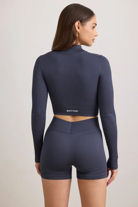 FlexiRib Zip-Up Cropped Jacket i Indigo Slate FlexiRib Zip-Up Cropped Jacket i Indigo Slate