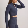 FlexiRib Zip-Up Cropped Jacket i Indigo Slate FlexiRib Zip-Up Cropped Jacket i Indigo Slate