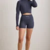 FlexiRib Zip-Up Cropped Jacket i Indigo Slate FlexiRib Zip-Up Cropped Jacket i Indigo Slate