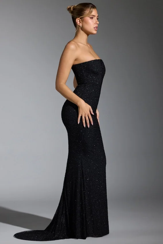 Florentina Embellished Corset Gown i svart Florentina Embellished Corset Gown i svart
