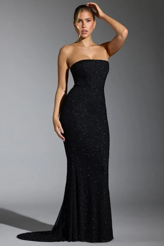 Florentina Embellished Corset Gown i svart Florentina Embellished Corset Gown i svart