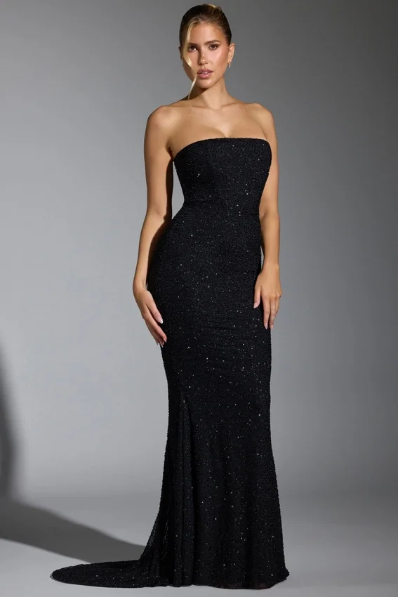 Florentina Embellished Corset Gown i svart Florentina Embellished Corset Gown i svart