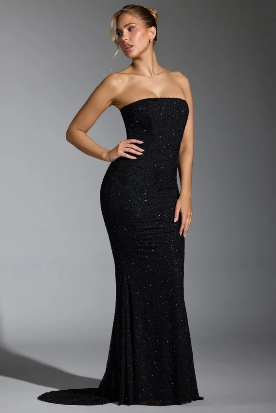 Florentina Embellished Corset Gown i svart Florentina Embellished Corset Gown i svart
