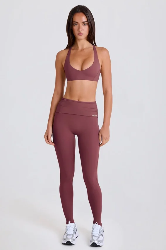 Foldover Mid-Rise Stirrup Leggings i Acai Foldover Mid-Rise Stirrup Leggings i Acai