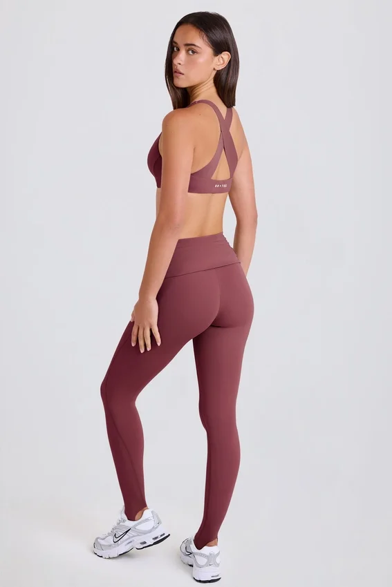 Foldover Mid-Rise Stirrup Leggings i Acai Foldover Mid-Rise Stirrup Leggings i Acai