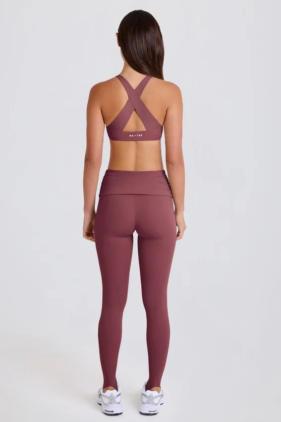 Foldover Mid-Rise Stirrup Leggings i Acai Foldover Mid-Rise Stirrup Leggings i Acai