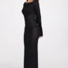 Frances Sheer Jersey Long-Sleeve Backless Maxiklänning i svart Frances Sheer Jersey Long-Sleeve Backless Maxiklänning i svart