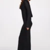 Frances Sheer Jersey Long-Sleeve Backless Maxiklänning i svart Frances Sheer Jersey Long-Sleeve Backless Maxiklänning i svart
