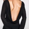 Frances Sheer Jersey Long-Sleeve Backless Maxiklänning i svart Frances Sheer Jersey Long-Sleeve Backless Maxiklänning i svart