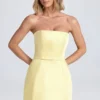 Haisley Bandeau strukturerad tulpanminiklänning i citronsorbet Haisley Bandeau strukturerad tulpanminiklänning i citronsorbet
