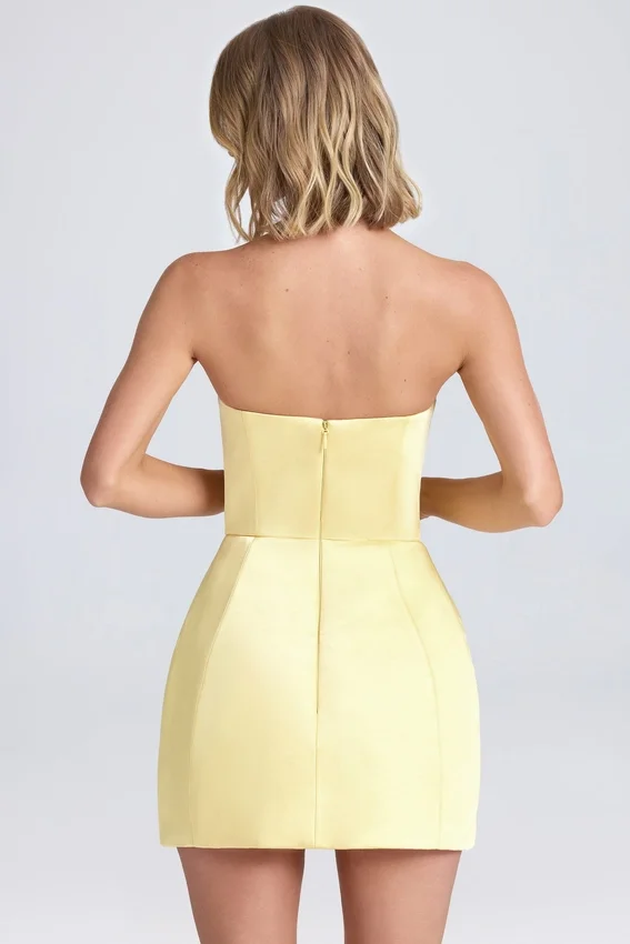 Haisley Bandeau strukturerad tulpanminiklänning i citronsorbet Haisley Bandeau strukturerad tulpanminiklänning i citronsorbet