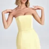 Haisley Bandeau strukturerad tulpanminiklänning i citronsorbet Haisley Bandeau strukturerad tulpanminiklänning i citronsorbet