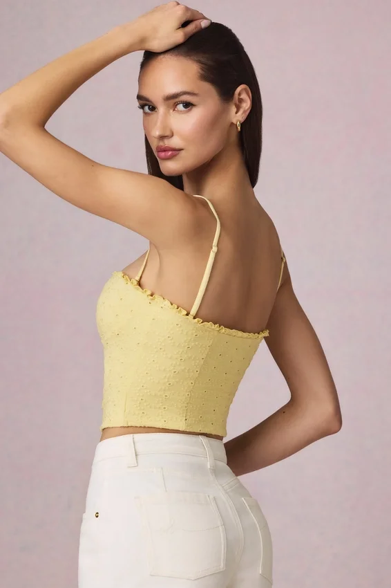 Hania Modal Broderie Anglaise Camisole-top i citrongult Hania Modal Broderie Anglaise Camisole-top i citrongult