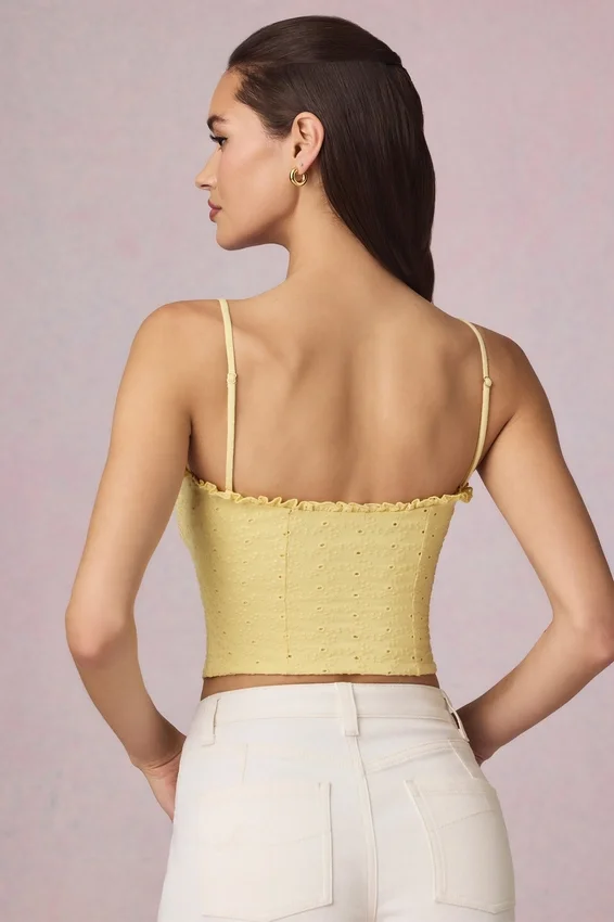 Hania Modal Broderie Anglaise Camisole-top i citrongult Hania Modal Broderie Anglaise Camisole-top i citrongult