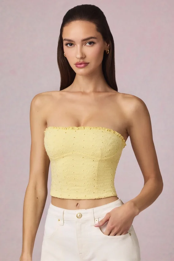 Hania Modal Broderie Anglaise Camisole-top i citrongult Hania Modal Broderie Anglaise Camisole-top i citrongult