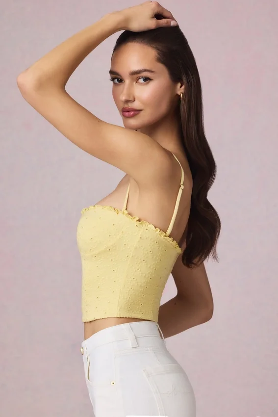 Hania Modal Broderie Anglaise Camisole-top i citrongult Hania Modal Broderie Anglaise Camisole-top i citrongult