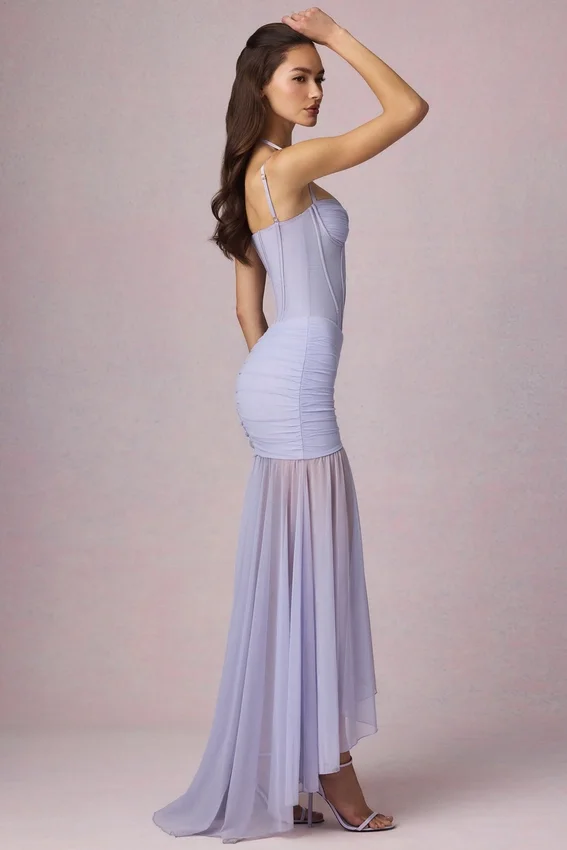 Haruna asymmetrisk korsettklänning med rynkad detalj i lila Haruna asymmetrisk korsettklänning med rynkad detalj i lila
