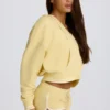 Hoodie i bomullsjersey med V-ringning i färgen Lemon Hoodie i bomullsjersey med V-ringning i färgen Lemon