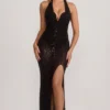 Ianthe Embellished Halterneck Corset Gown i svart Ianthe Embellished Halterneck Corset Gown i svart