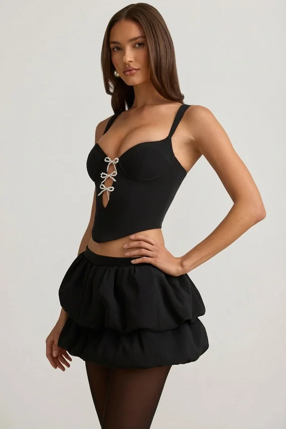 Imani lager-på-lager-kjol med bubbelkant i svart Imani lager-på-lager-kjol med bubbelkant i svart