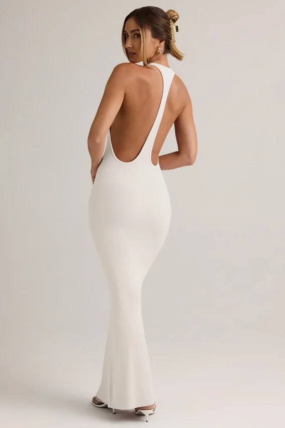 Imelda Modal Racerback Maxi Klänning i vitt Imelda Modal Racerback Maxi Klänning i vitt