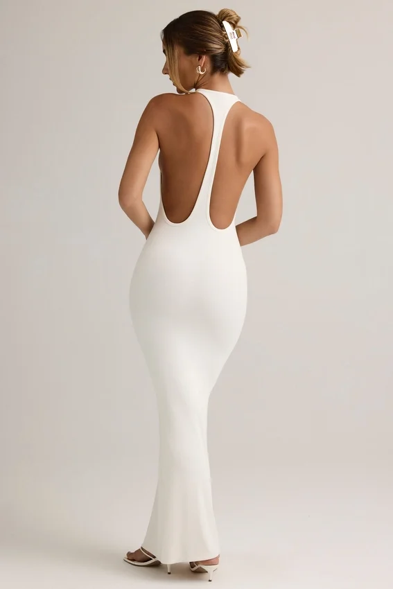 Imelda Modal Racerback Maxi Klänning i vitt Imelda Modal Racerback Maxi Klänning i vitt
