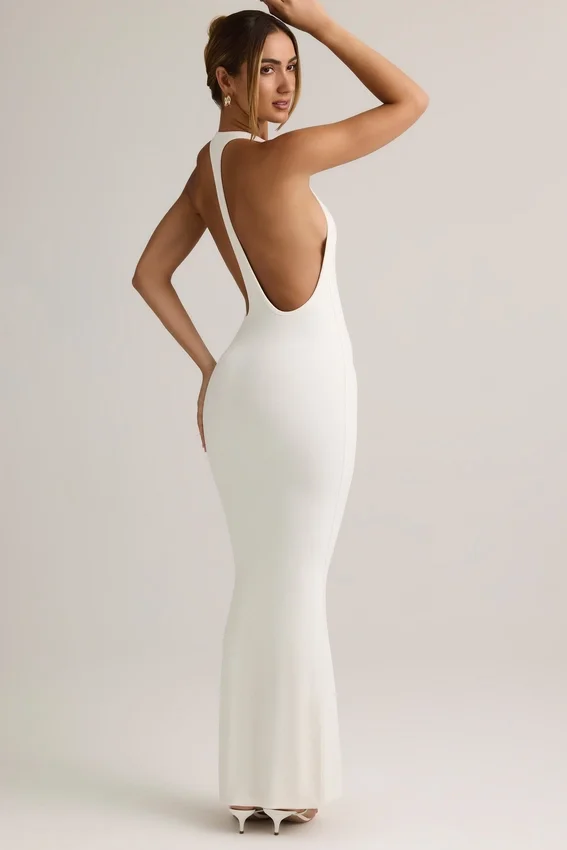 Imelda Modal Racerback Maxi Klänning i vitt Imelda Modal Racerback Maxi Klänning i vitt