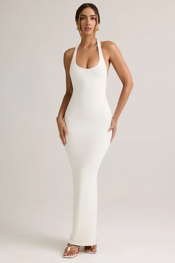 Imelda Modal Racerback Maxi Klänning i vitt Imelda Modal Racerback Maxi Klänning i vitt