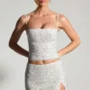 Inina Embellished Micro Mini Kjol i vitt Inina Embellished Micro Mini Kjol i vitt