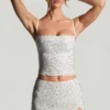 Inina Embellished Micro Mini Kjol i vitt Inina Embellished Micro Mini Kjol i vitt