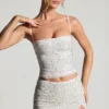 Inina Embellished Micro Mini Kjol i vitt Inina Embellished Micro Mini Kjol i vitt