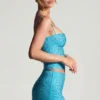 Inina Embellished Mid-Rise Micro Mini Kjol i aquablått Inina Embellished Mid-Rise Micro Mini Kjol i aquablått