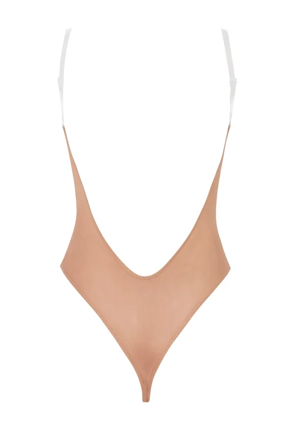 Intimates Bodys i mjuk mesh med osynliga axelband och string i Warm Peach Intimates Bodys i mjuk mesh med osynliga axelband och string i Warm Peach