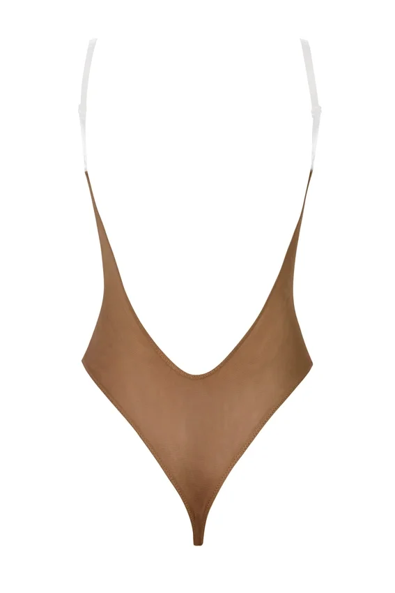 Intimates Soft Mesh Invisible Strap Thong Bodys i färgen Almond Intimates Soft Mesh Invisible Strap Thong Bodys i färgen Almond