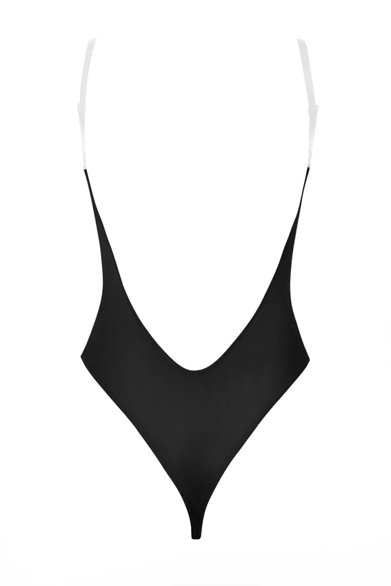 Intimates Soft Mesh Invisible Strap Thong Bodys i svart Intimates Soft Mesh Invisible Strap Thong Bodys i svart