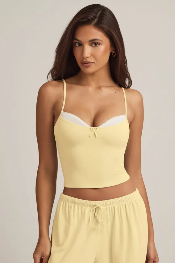 Isalie Modal Camisole Pyjama Top i pastellgult Isalie Modal Camisole Pyjama Top i pastellgult