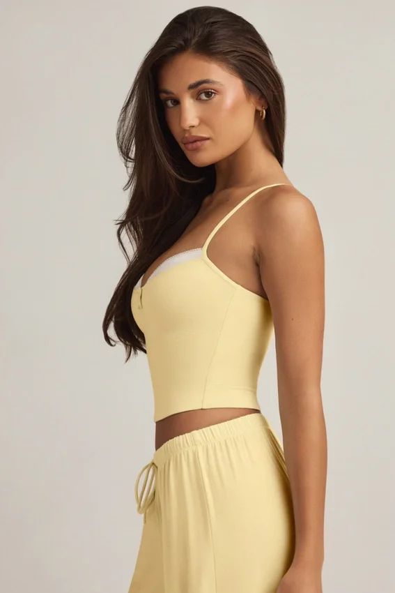 Isalie Modal Camisole Pyjama Top i pastellgult Isalie Modal Camisole Pyjama Top i pastellgult
