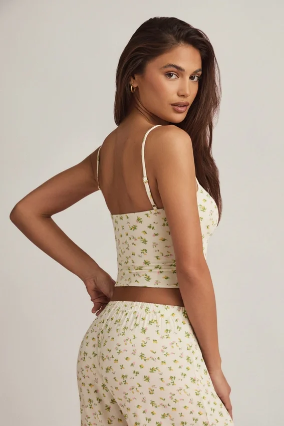 Isalie Modal Camisole Pyjama Toppar i citronmönster Isalie Modal Camisole Pyjama Toppar i citronmönster