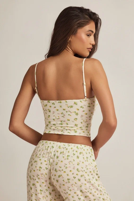 Isalie Modal Camisole Pyjama Toppar i citronmönster Isalie Modal Camisole Pyjama Toppar i citronmönster