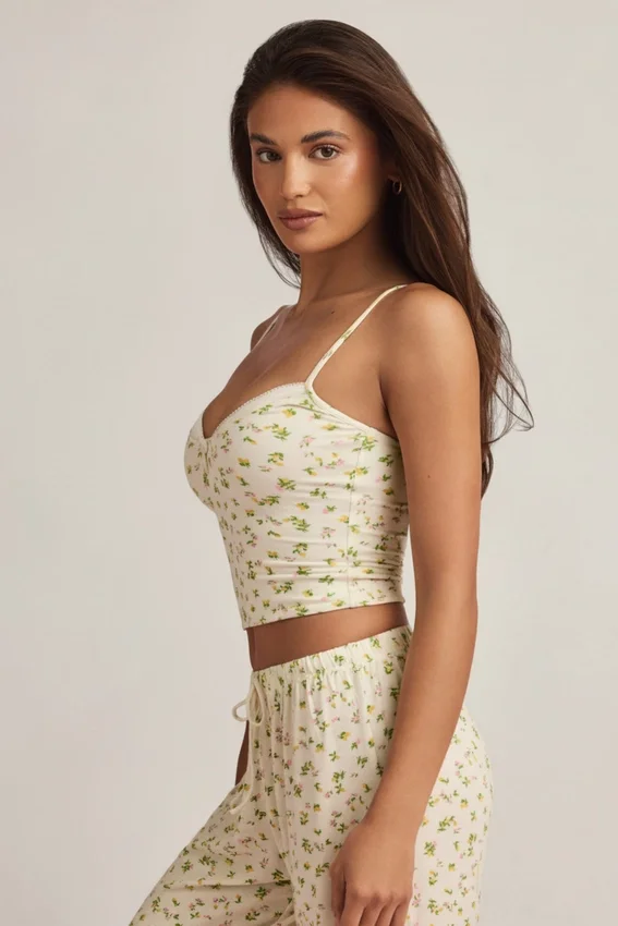 Isalie Modal Camisole Pyjama Toppar i citronmönster Isalie Modal Camisole Pyjama Toppar i citronmönster